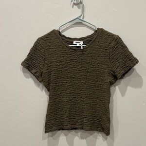 DKNY Textured Short Sleeve Top in Olive